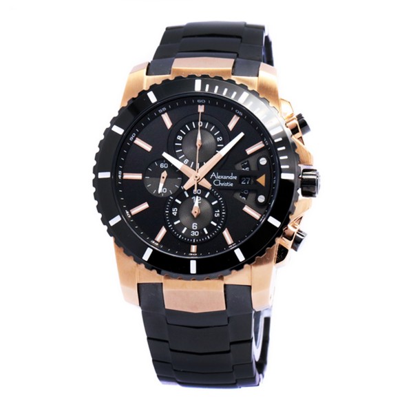 Alexandre Christie AC 6455 Rosegold Black Man MCBBRBA